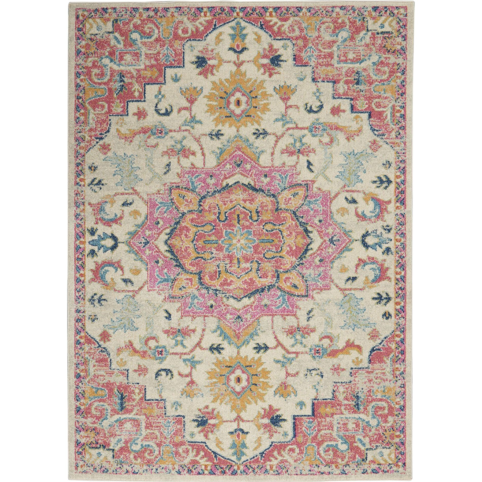 Nourison Passion Boho Medallion Indoor Area Rug Ivory/Pink 5'3" x 7'3"