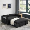 54" Velvet Convertible Loveseat Sofa Bed with Adjustable Backrest, Pull-Out Bed, Grid Armrests, and Detachable Storage Pockets - 2 of 4