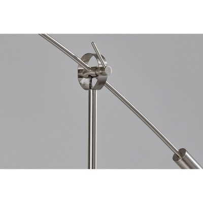 Adjustable Brushed Steel Arc Lamp with Marble Base