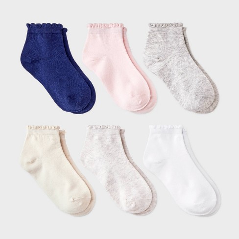 Girls 6pk Scallop Ankle Socks Cat Jack Target