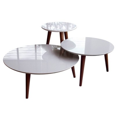 3pc Modern Moore Round End Table Off-White - Manhattan Comfort