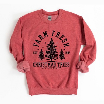 Simply Sage Market Women's Graphic Sweatshirt Farm Fresh Christmas Trees Stars