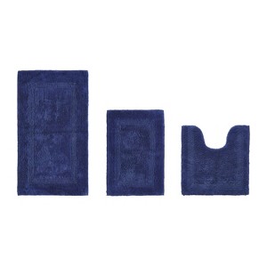 Lux Premium 100% Cotton  Ultra-Soft Tufted Solid Reversible 3 Piece Bath Rug Set, Water-Absorbent, Durable, Machine Washable Bathroom Rug - 1 of 4