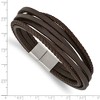 Black Bow Jewelry Stainless Steel & Genuine Leather Multi Strand Bracelet, 8 Inch - 4 of 4