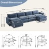 Karl Home |155 in. W Pillow Top Arm Double-layer Cushion Chenille Sofa in Blue With Ottoman - 3 of 4