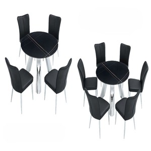 Infurnic Dining Sets Dining Table and Chair Set Mirror-polished Stainless Steel Base 4 Chairs Modern Luxury Round , Black, 42"*42"*29.5" - 1 of 4