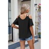 Womens Cold Shoulder Top Basic T Shirts 3/4 Sleeve Casual Blouse Tshirts - 2 of 4