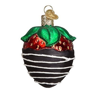 Old World Christmas Glass Blown Ornament for Christmas Tree, Chocolate Dipped Strawberry