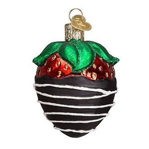 Old World Christmas Glass Blown Ornament for Christmas Tree, Chocolate Dipped Strawberry - 1 of 2