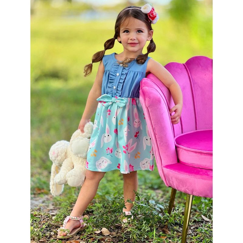 Bunny Bows Chambray Easter Dress - Mia Belle Girls, 4 of 6