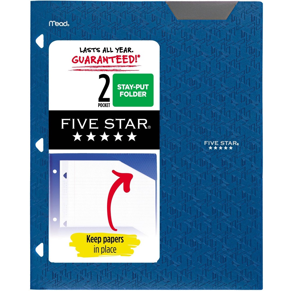 Photos - Accessory Five Star 2 Pocket Plastic Folder Blue Cobalt Blue