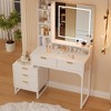 COZONY White Vanity Makeup Desk with 3-Mode Lights & Stool, 5 Drawers Vanity Table with Mirror - 3 of 4
