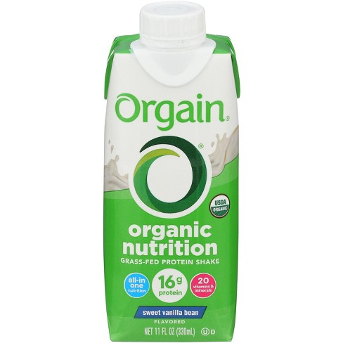 Orgain Organic Nutrition Grass-fed Protein Shake Sweet Vanilla Bean ...