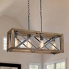LNC Laius 4-Lights 27.5" Farmhouse Rectangle Kitchen Island Pendant  Lights, Brown Wood and Antique Black - 2 of 4