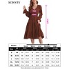 Women's Casual Wrap V Neck Midi Dress Long Sleeve Smocked Waist Tiered A Line Pleated Flowy Long Dress - 2 of 2
