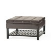 FURNIinspire Ottomans And Benches Square Storage Ottoman with Bottom Rack Polyester Large Ottoman for Living Room, Brown, 31"*31"*17.75" - 4 of 4