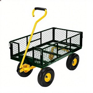 Heavy Duty Steel Garden Cart, 500 LBS Capacity 3 in 1 Pullable Garden Wagon with 10" Wheels, for Gardening Soil, Tools, and Plant Transport - 1 of 4