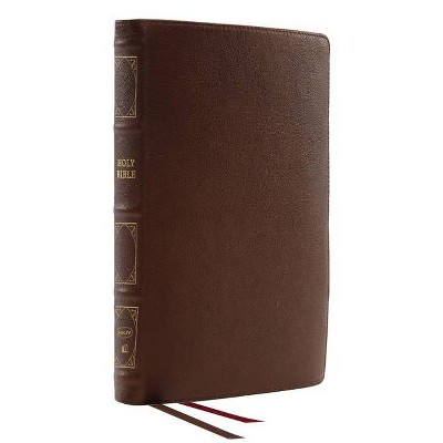 Nkjv, Thinline Reference Bible, Genuine Leather, Brown, Red Letter, Thumb Indexed, Comfort Print - by  Thomas Nelson (Leather Bound)