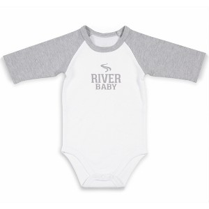 Pavilion Gift Company - River Baby - 12-24 Months 3/4 Length Heather Gray Sleeve Onesie - Leotards and Bodysuits - 1 of 4