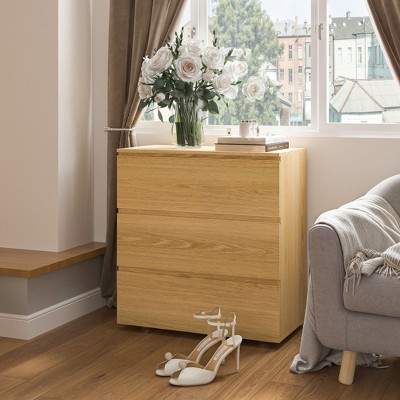 FUFU&GAGA Modern 3-Drawer Dresser Chest Wooden Dresser Tower Nightstand End Table