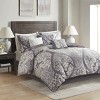 Racxily 7-Piece Cotton Comforter Set,  Damask Design with Embroidered Pillows - 3 of 4