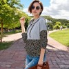 Anna-Kaci Women's Color Block Leopard Print Hoodie with Kangaroo Pocket - 2 of 3