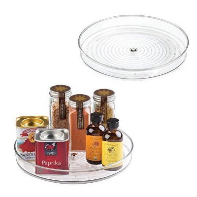 LunaLulinlk Lazy Susan Plastic Turntable 2-Pack Kitchen Organizer, Clear