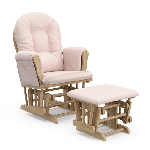 Storkcraft Hoop Glider Nursery Rocking Chair And Ottoman Natural Frame pink Fabric Target