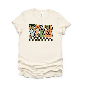 Simply Sage Market Women's Thankful Vibes Checkered Short Sleeve Graphic Tee - 1 of 2