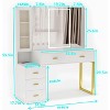 PAKASEPT Vanity Desk with Tri-fold Mirror and Lights, Vanity Dressing Table with Charging Station, Hidden Storage Shelves and 5 Drawers - 2 of 4