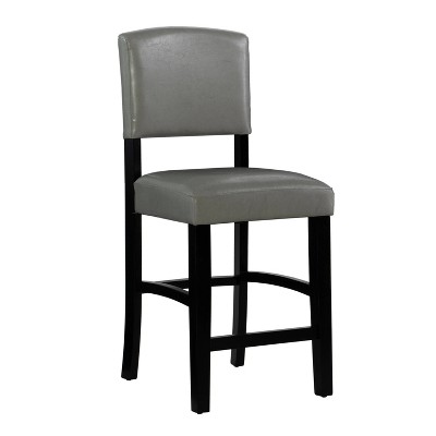 Angel Line Cambridge 24 in. Padded Saddle Counter Stool with Nailhead Trim Gray - Set of 2