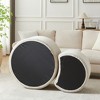 Set of 2 Nesting Coffee Table Upholstered Ottoman Stool Cocktail Table Sofa Side Table Center Table, Beige/Grey/Black-ModernLuxe - 4 of 4