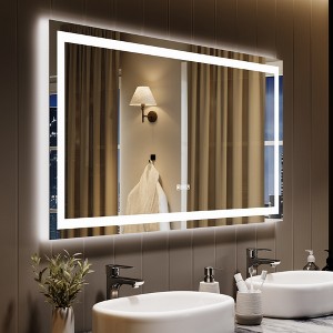 LED Bathroom Mirror with Lights, Dimmable Vanity Mirror, Front&Backlit, 3 Colors, Memory, Anti-Fog Light Up Wall Mirror, Horizontal/Vertical - 1 of 4