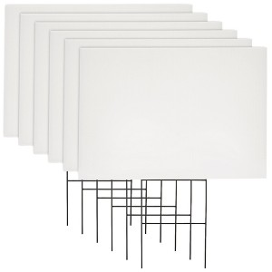 Okuna Outpost 6-Pack Corrugated Plastic Yard Signs with Stakes 17x12 for Outdoor, Garage Sale Supplies, Open House Poster Board, 4mm Thick, Blank - 1 of 4