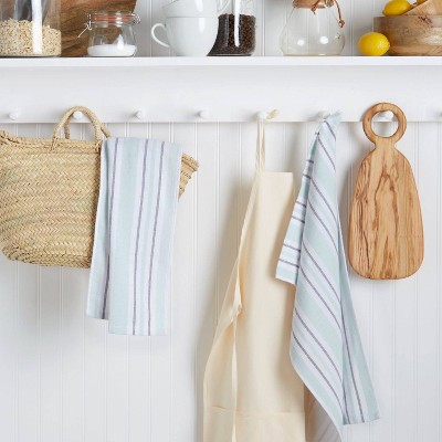 Morris Stripe Cotton Kitchen Towel 2pc Set Aqua - Martha Stewart