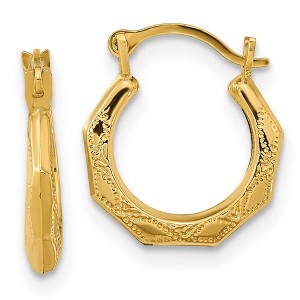 Black Bow Jewelry 12mm Children's Geometric Hinged Post Hoop Earrings in 14k Gold - 1 of 4