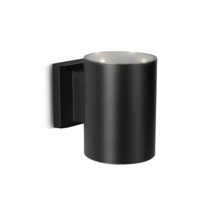 Techko Maid Outdoor Solar Wall Light Cylinder Aluminum Metal Black Sconce - 1 of 4