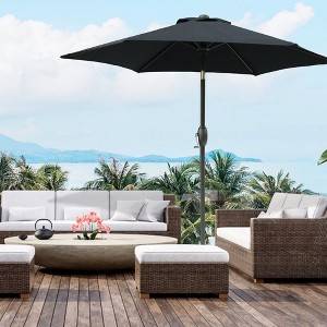 Okak 7.5 Ft Outdoor Patio Umbrella,Table Umbrella for Patio,Market Umbrella Outdoor with Crank&Push Button Tilt,Base Not Included - 1 of 4