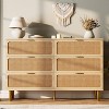 coucheta Rattan 6 Drawers Dressers for Bedroom, Modern Long Wooden Chest of Drawers for Closet with Wide Top, for Living Room, Hallway, Kids Room - 2 of 4