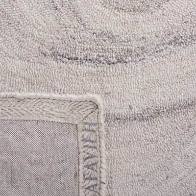 Light Grey and Beige Abstract Handmade Wool Rug, 4' x 6'