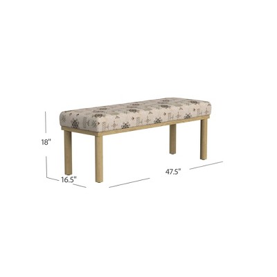 Oslo Cream Upholstered Bench with Natural Wood Legs