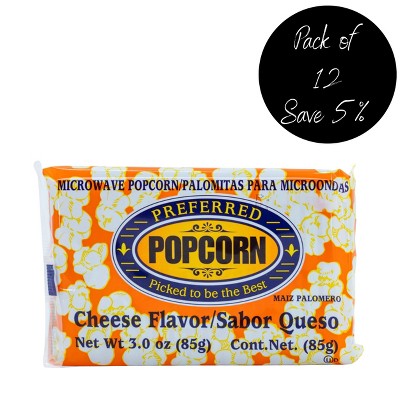 Preferred Popcorn 3 oz Cheese Flavored Microwave Popcorn - Pack of 12