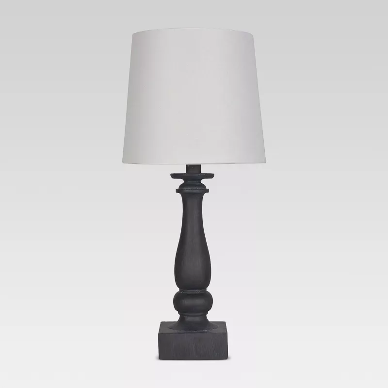 Turned Faux Wood Table Lamp Black, White Turned Wood Table Lamp