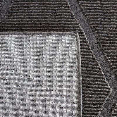 Charcoal Gray Geometric Pattern Synthetic Area Rug