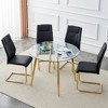 5-Piece Dining Set with Glass Table and 4 PU Armless Chairs - 3 of 4