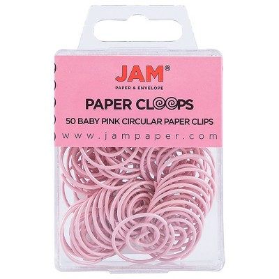 JAM Paper Colored Circular Paper Clips Round Paperclips Baby Pink 2187132B