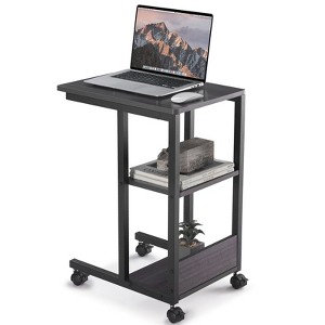 Sapphtopaz Modern C-Shape End Table with Lockable Wheels Rolling Side Table with 3-Tier Shelf Versatile Sofa Table for Living Room, Bedroom - 1 of 4