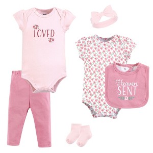 Hudson Baby Infant Girl Cotton Layette Set, Heaven Sent Flower - 1 of 4