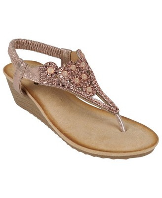 GC Shoes Chloe Embellished Slingback Wedge Sandals