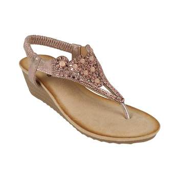 GC Shoes Chloe Embellished Slingback Wedge Sandals